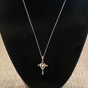 Cross with heart necklace